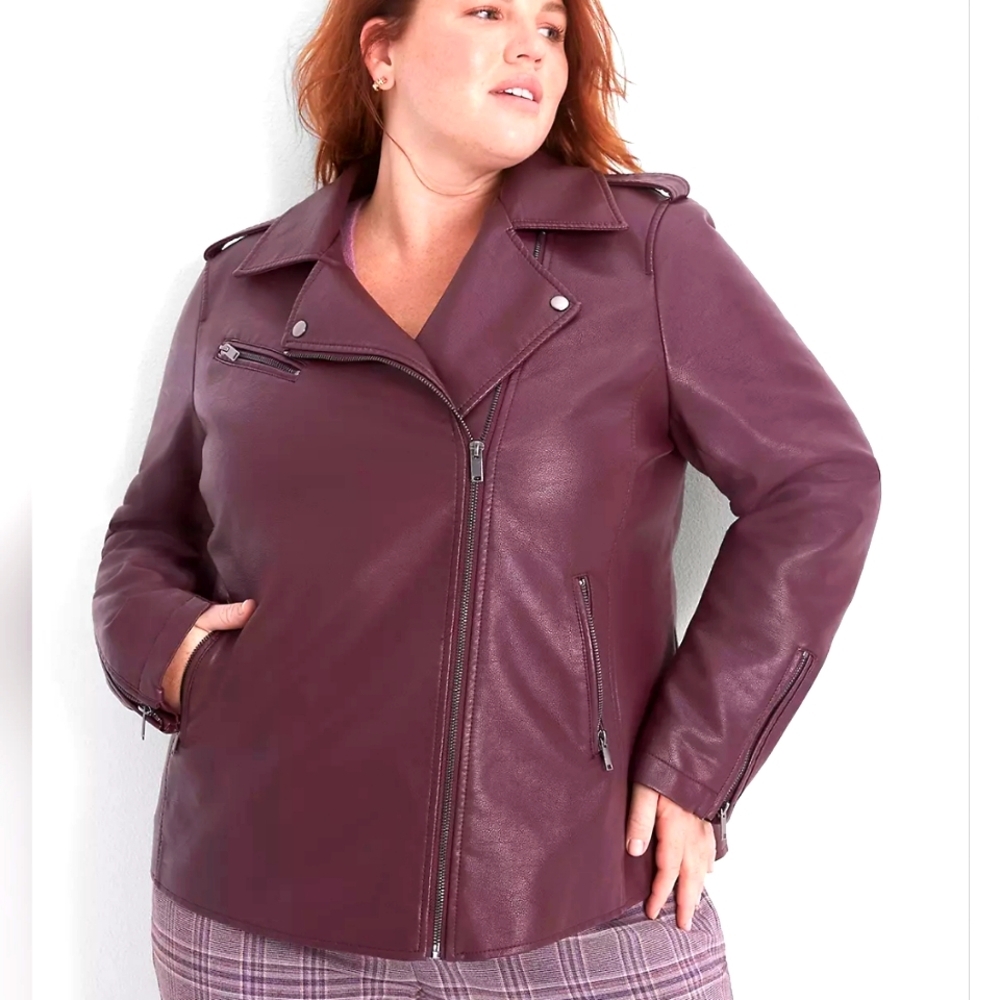 Lane Bryant Rich Burgundy Leather Jacket